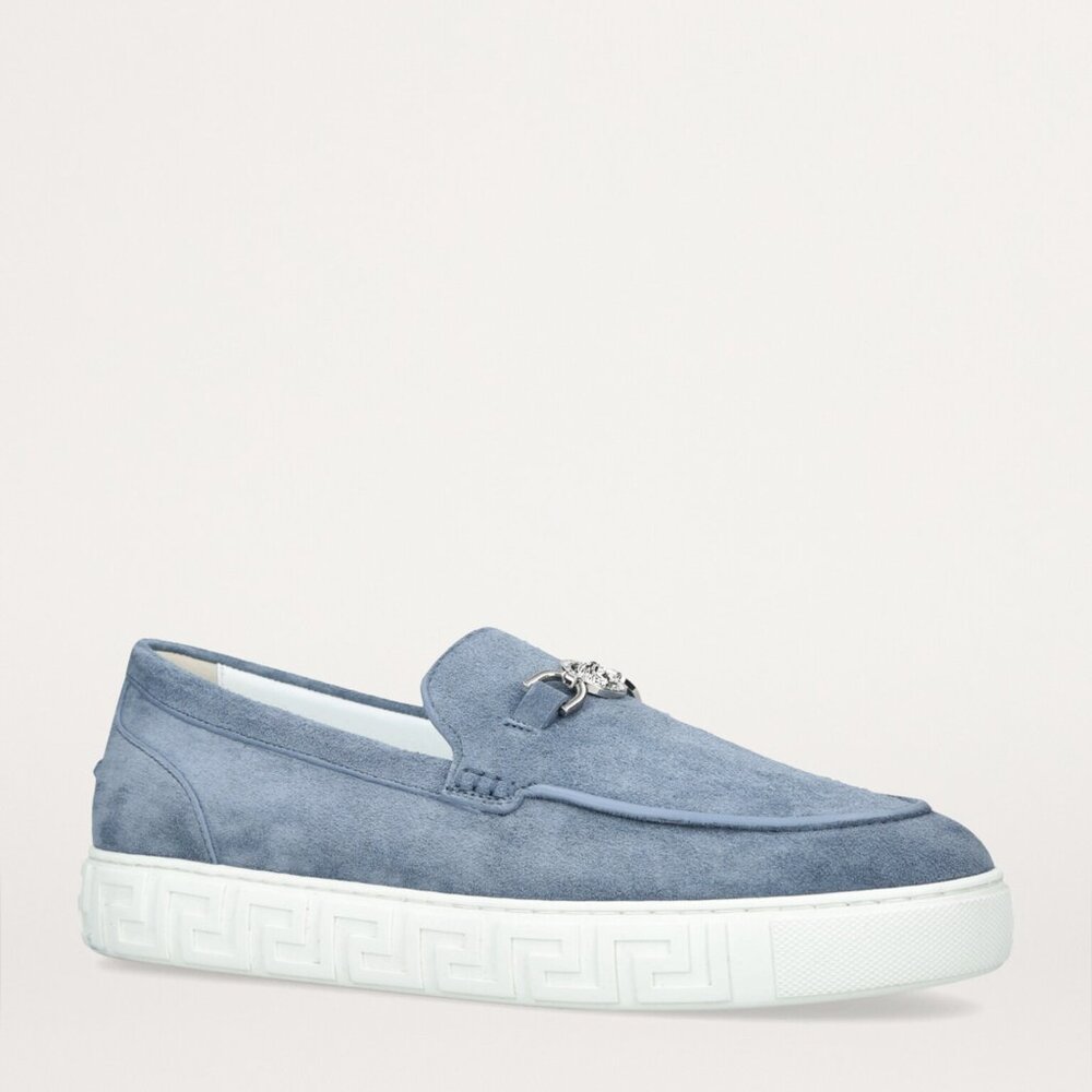 $795 MSRP- Versace Men's Suede Moccasins, Size EU 42-  100% Authentic NIB